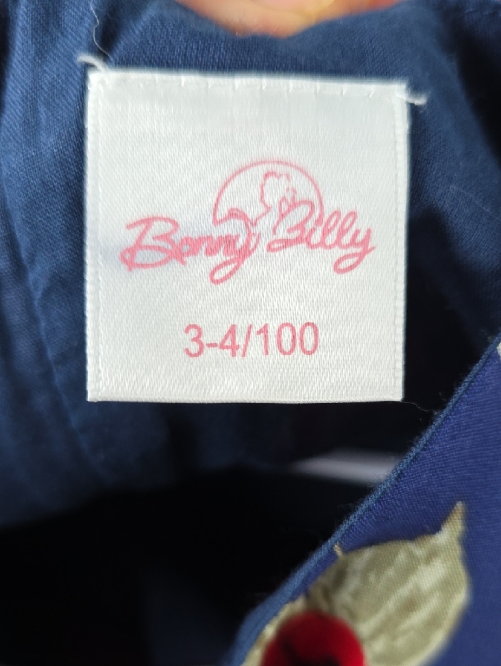 Bonny Billy 3t-4t Girls Classy Vintage Floral Red Rose Print Navy Background - Picture 2 of 9